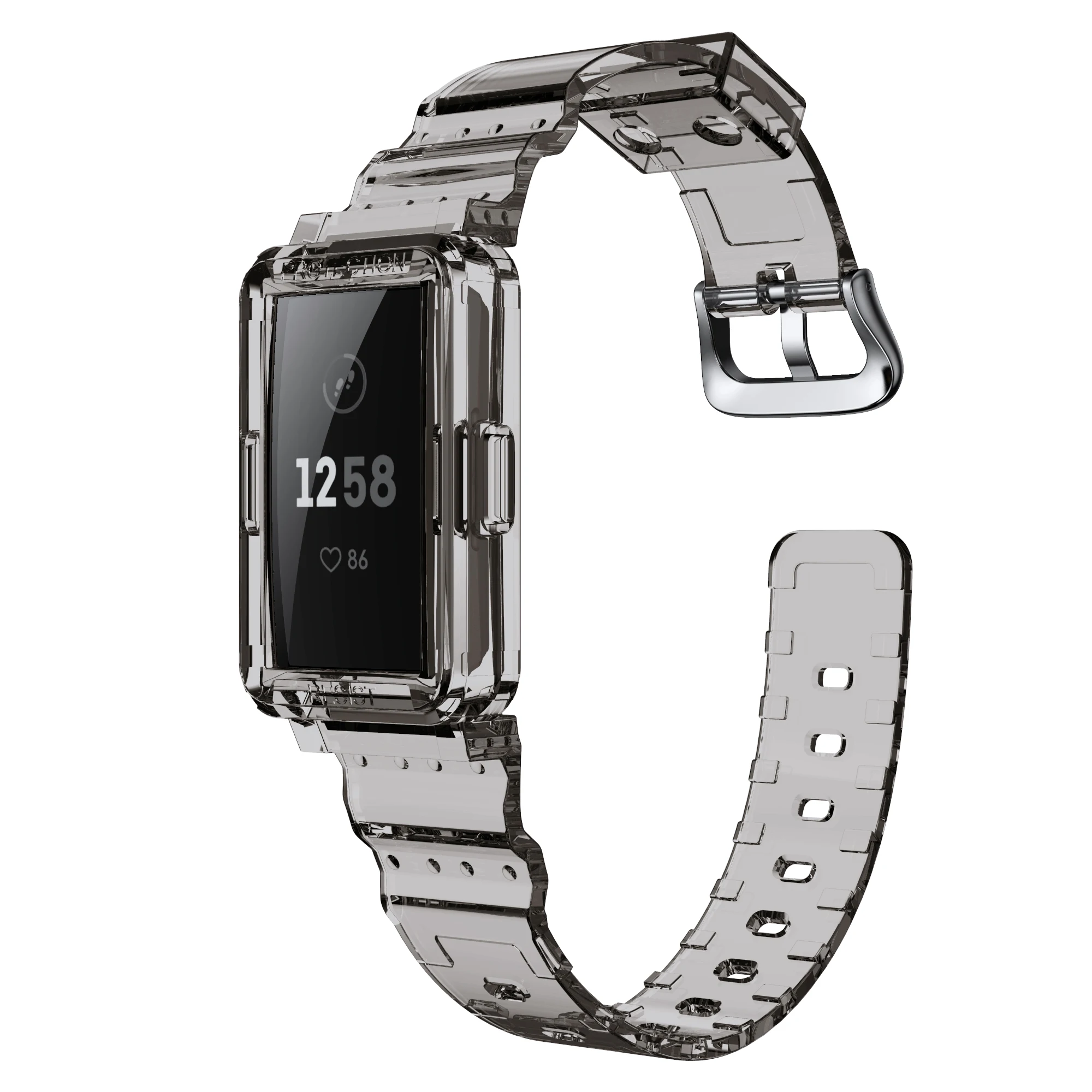 

Clear Wristband with Rugged Protective Case for Fitbit Charge 4/ Charge 3 Soft Sport TPU for Charge 3/4 Replacement Strap
