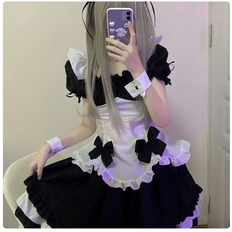 

Japanese Stage Performance Maid Costume Masquerade Dance Role Play Lolita Black And White Chocolate Lovely Princess Dress
