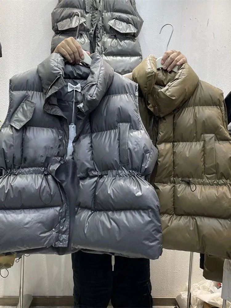 

New White Duck Down Vest Coat Sleeveless Women's Mid-Weight Puffer Vest Bodywarm Windproof Lightweight Warm Waistcoat Female