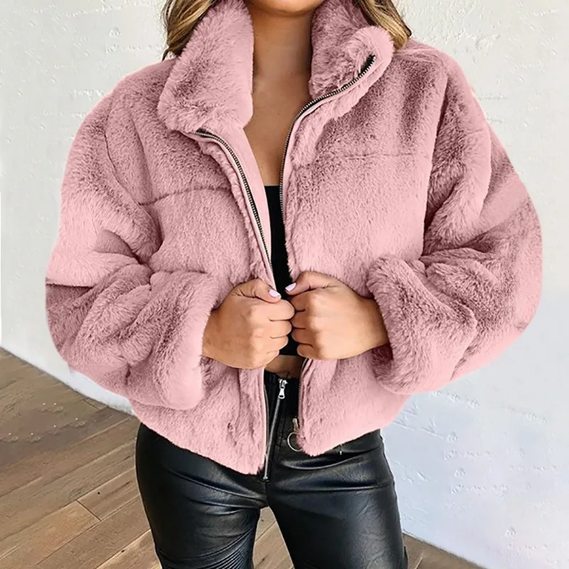 Women's Faux Fur Plush Jacket 2021 Autumn And Winter New Fashion Women's Rabbit Fur Faux Fur Zipper Cardigan Warm Plush Jacket
