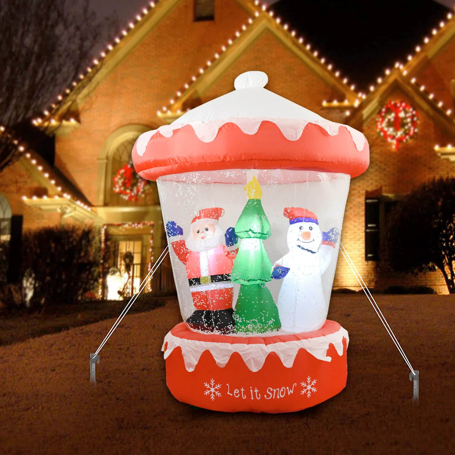 

180cm Xmas Inflatable Snowball Snowflake Santa Claus LED Glowing Inflatable Toys Christmas Outdoor Decoration for Home Garden