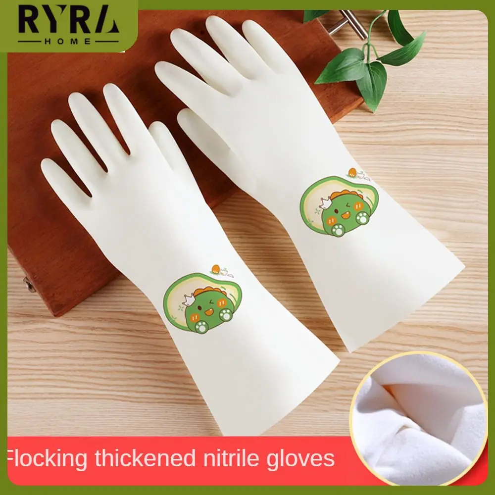 

Smooth/flocking Household Gloves Kitchen Womens Gloves Single Layer Durable Household Cleaning Tools 33x14cm Waterproof Gloves