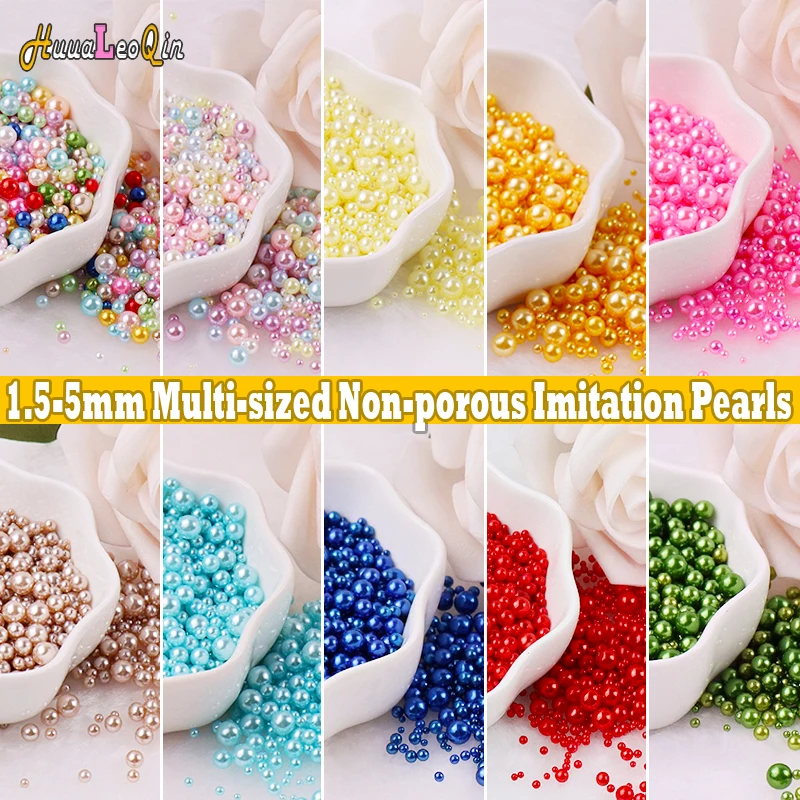 

1.5-8mm Multi-sized ABS No Hole Imitation Pearls Loose Spacer Seed Beads for Needlework Jewelry Making DIY Nail Accessories