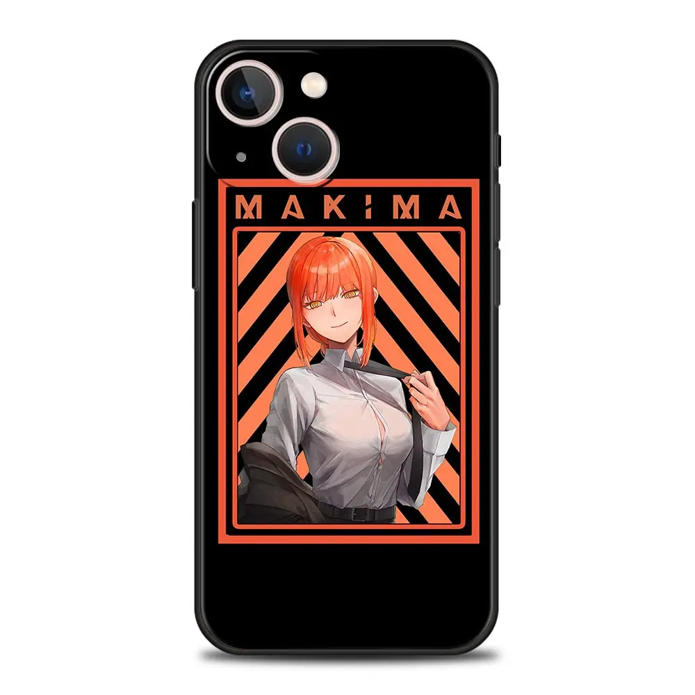 Роскошный чехол для телефона с аниме бензопилой макима iPhone 11 12 14 13 Pro Max Mini X XR XS 7 8