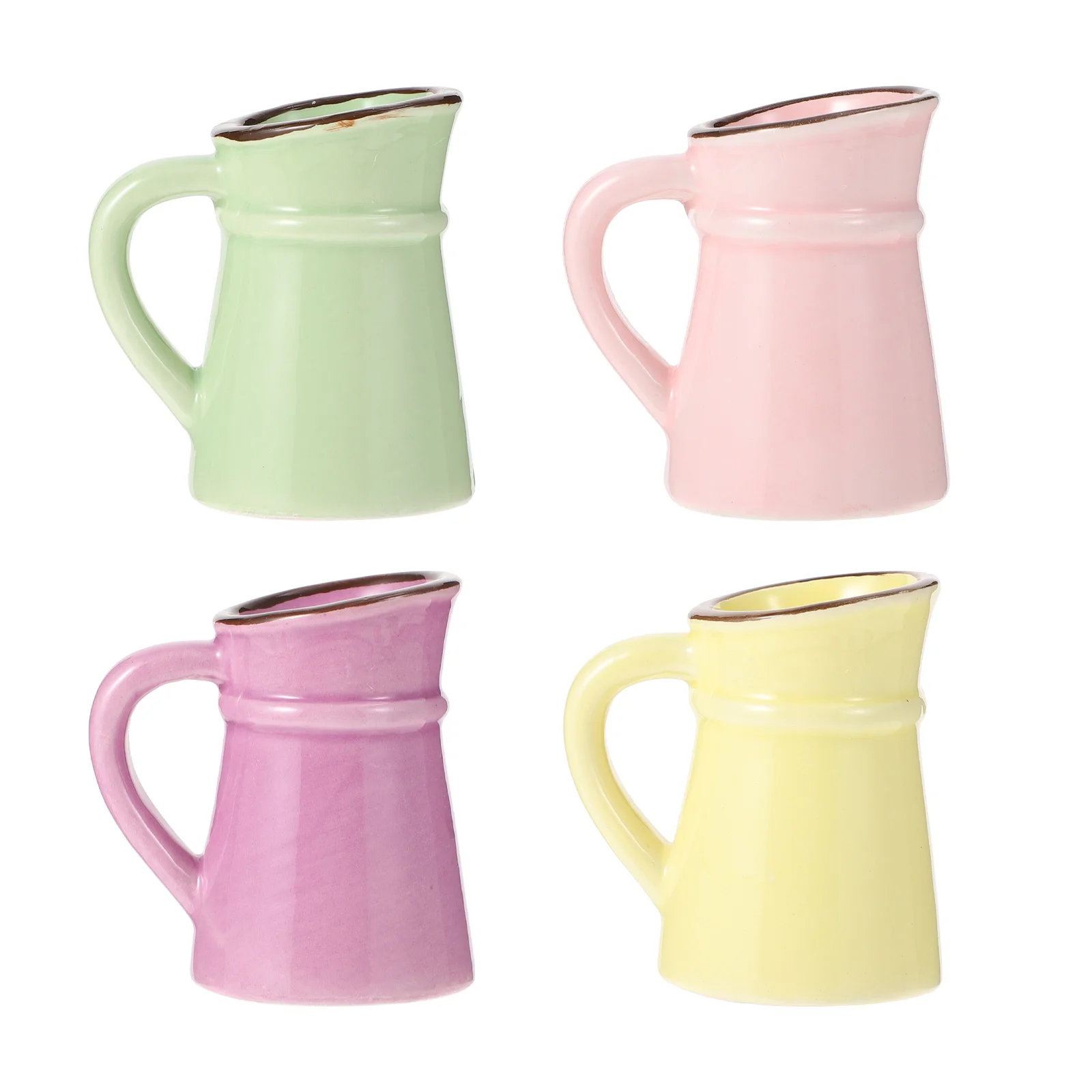 

4Pcs Ceramic Kettles Special Sideling Pots Flower Wares Colorful Porcelain Pots