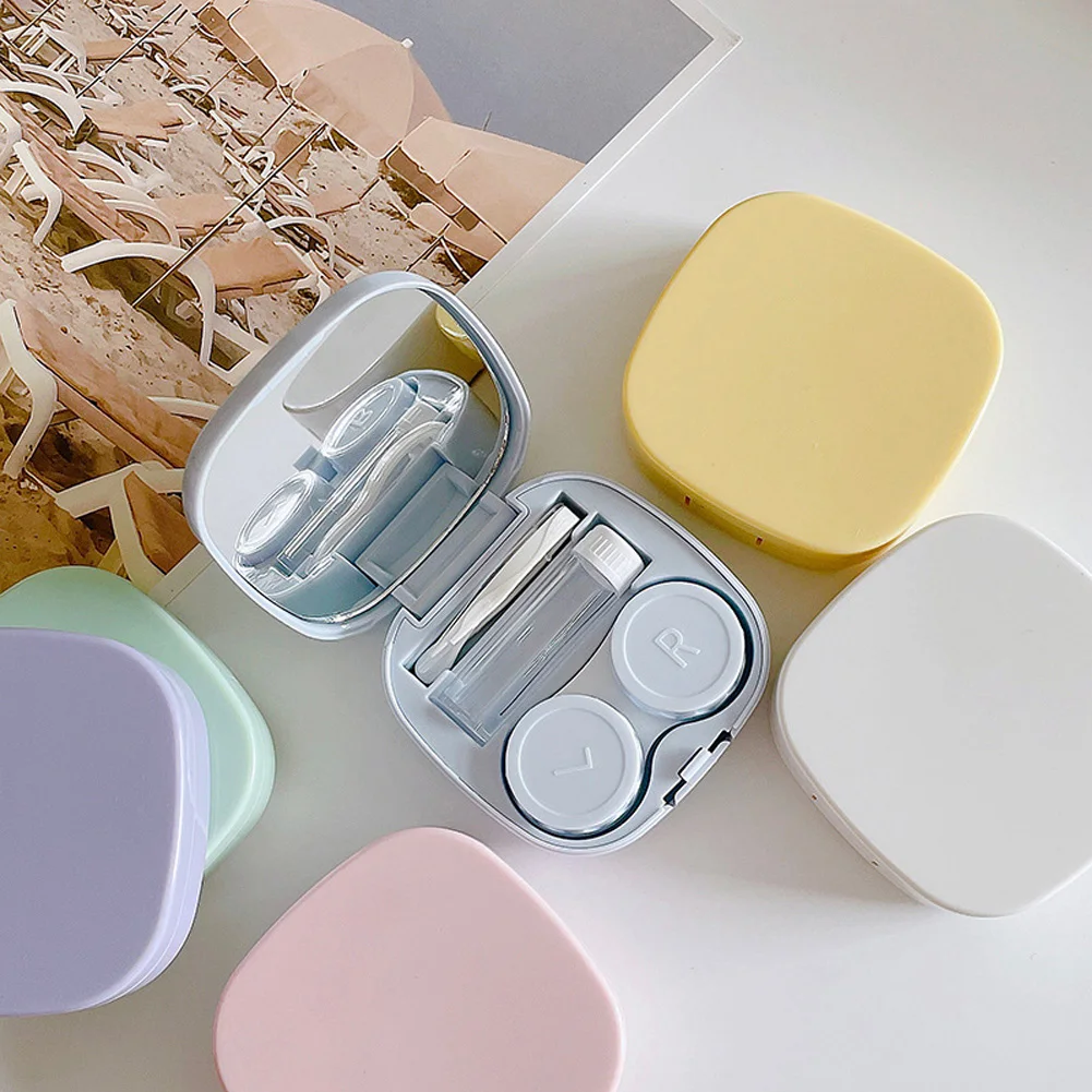 

Smooth Candy Color Portable Mini Contact Lens Case for Travel Lady Holder Storage Eye Care Container with Mirror Lenses Box