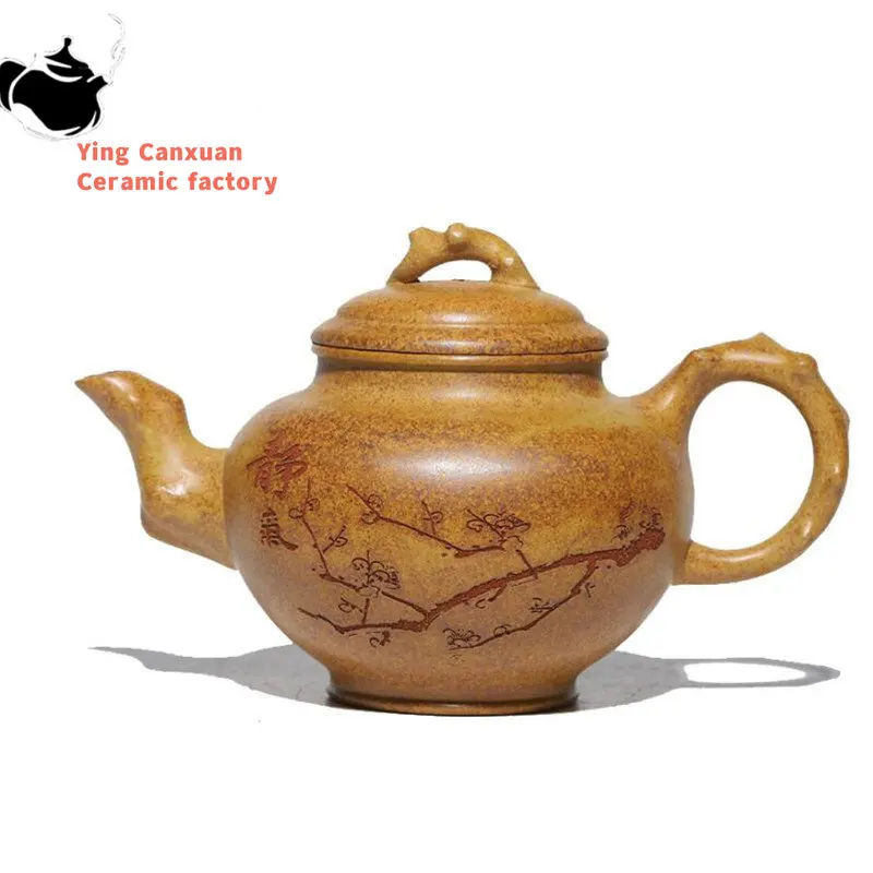 

340ml Yixing Large Capacity Purple Clay Teapot Famous Artists Handmade Plum Blossom Tea Pot Kettle Chinese Zisha Tea Set Teaware