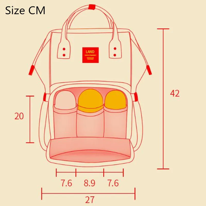 LAND drop shipping Mummy Maternity Nappy Bag Brand Large Capacity Baby Bag Travel Backpack Nursing Bag for Baby care Handbag images - 6