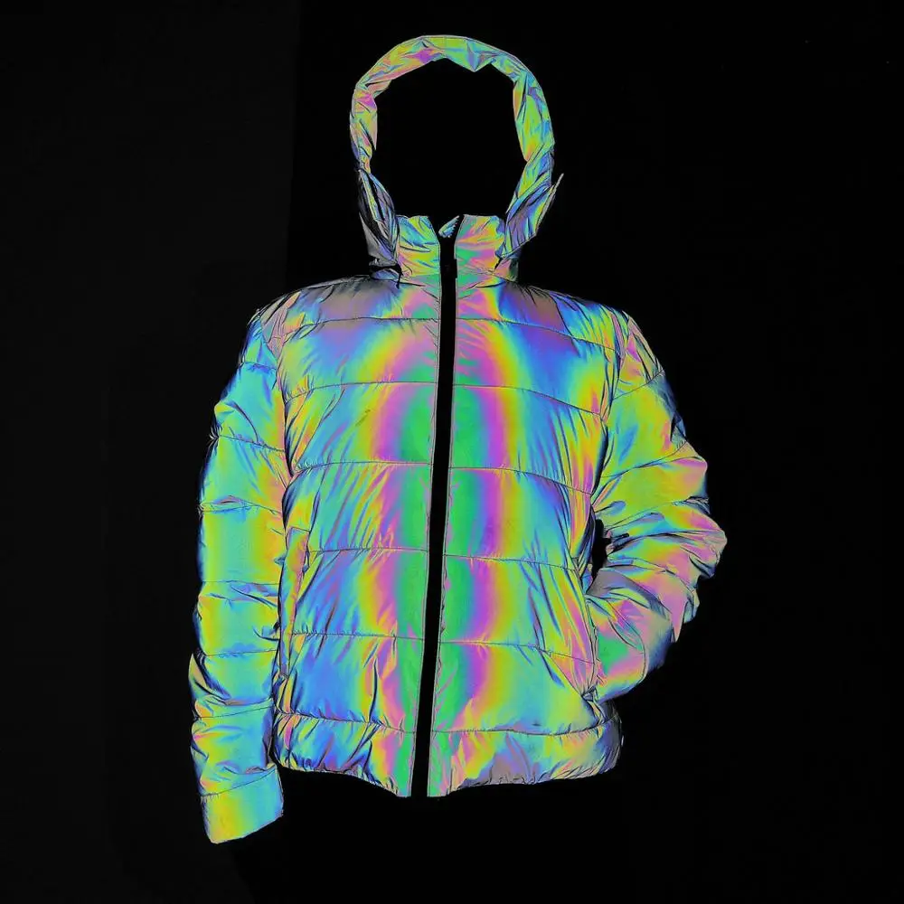 Women Winter Fashion Luminous Reflective Coat Thick Warm Parka Plus Size Woman Padded Cotton Coats Warm Hooded Jacket Ropa Mujer