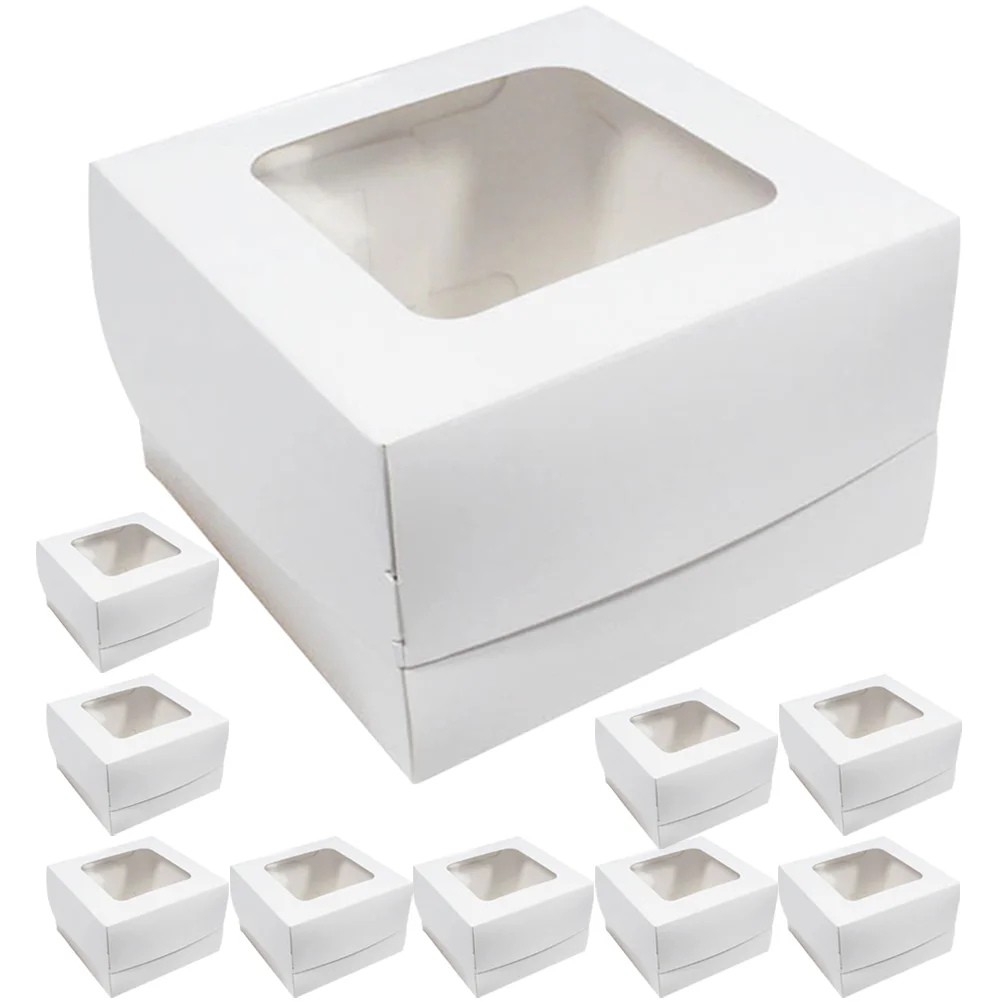 

10Pcs Multi-function Portable Compact Cookie Box Cake Boxes Household Bakery Boxes Compact Box for Package Wrapping Cake Daily