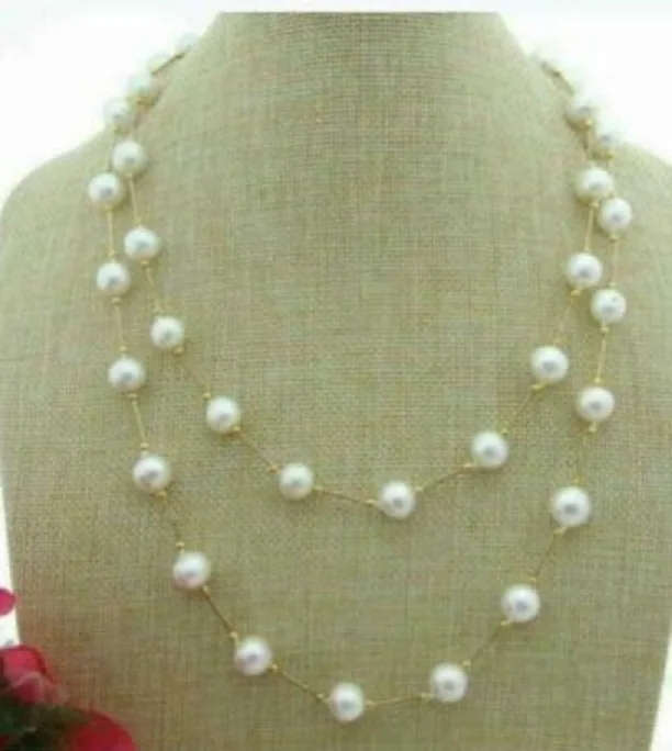 

HUGE AAA 9-10MM ROUND AKOYA WHITE PEARL NECKLACE 38INCH