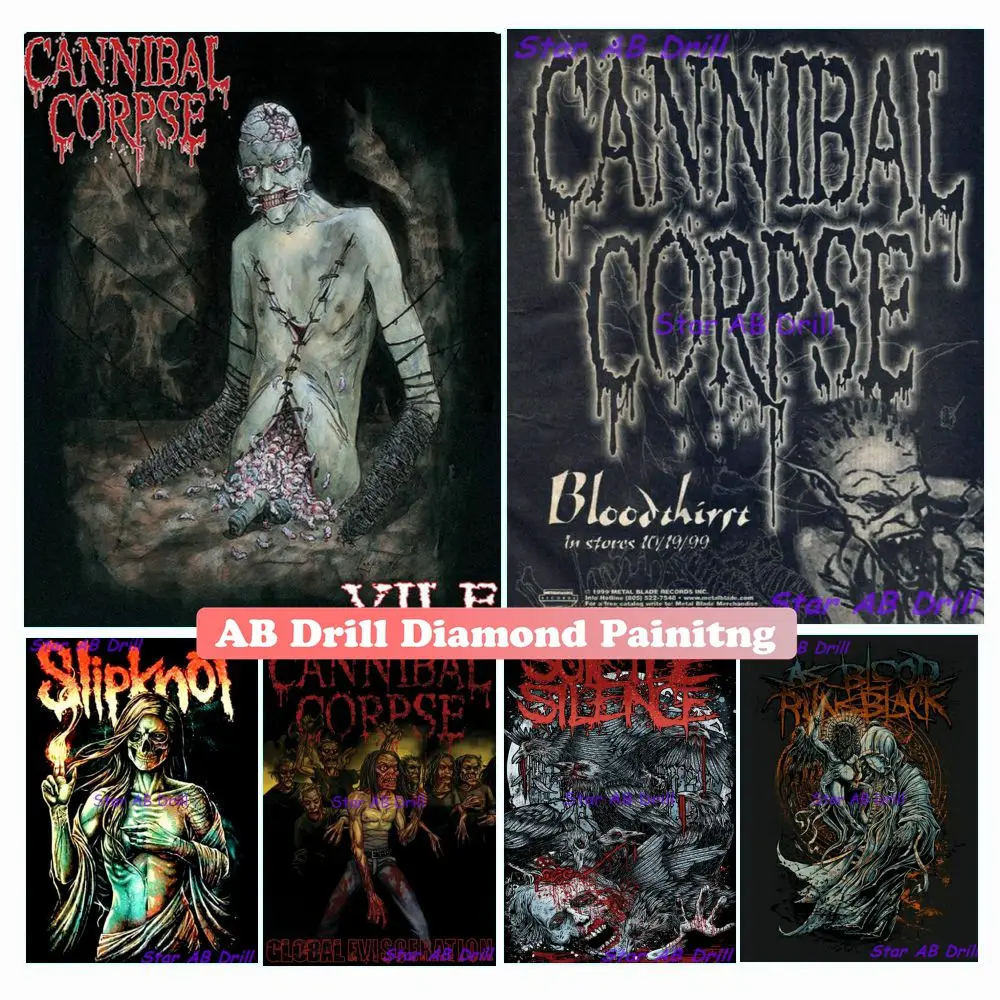 

CANNIBAL CORPSE Dark Metal Diamond Painting Banners Macabre Death Art Rock Music 5d Diy AB Drill Cross Stitch Kit Home Decor New