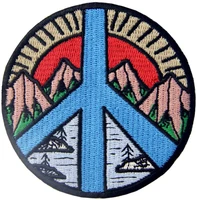 peace sign mountain and river vitage explore outdoor patch embroidered applique iron on sew on emblem