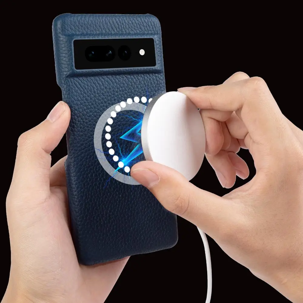 

Genuine Leather Case for Google Pixel 7 Pro Magnetic Wireless Charging cover for For Google Pixel 7 7Pro Magsafe case capa