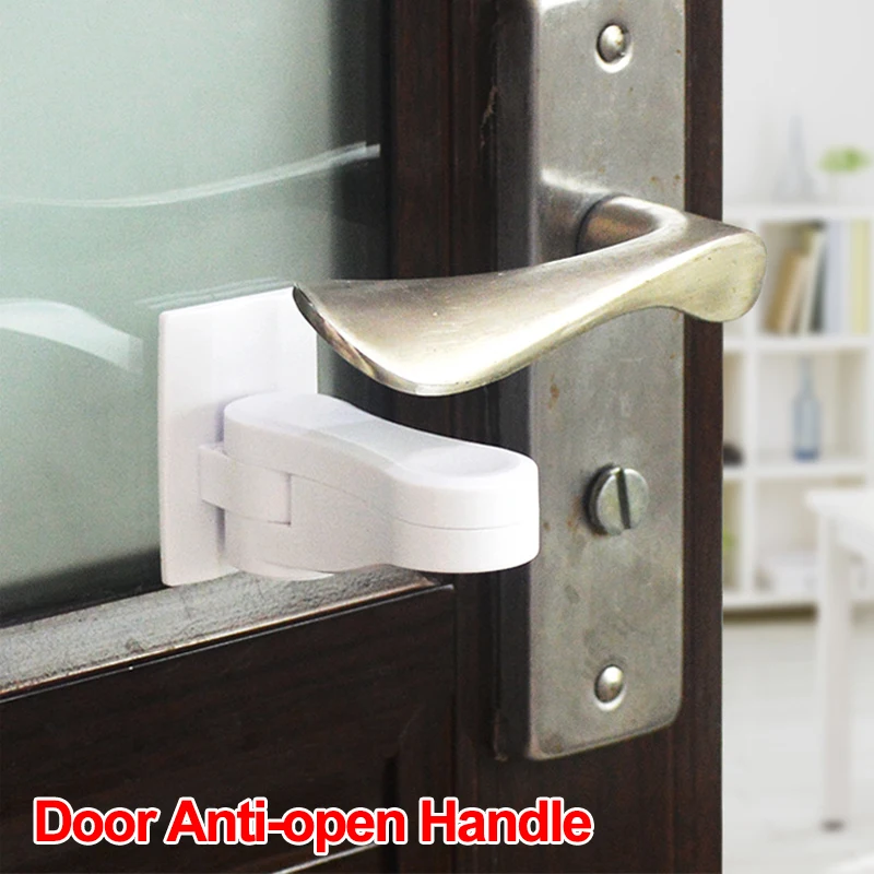 

Child Safety Door Lever Lock Universal Cabinet Doors Anti-open Kids Proofing Door Handles Adhesive ABS Safety Protection Device
