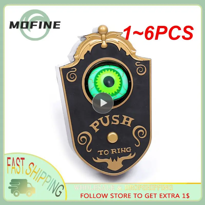 

1~6PCS Halloween One Eyed Doorbell Haunted Decoration Horror Props Glowing Hanging Piece Door Hanging Doorbell Eyeball Bell