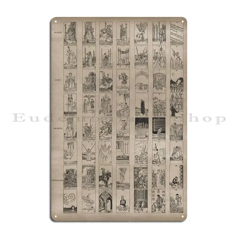 Minor Arcana Tarot Cards Metal Plaque Poster Club Garage Design Wall Mural Tin Sign