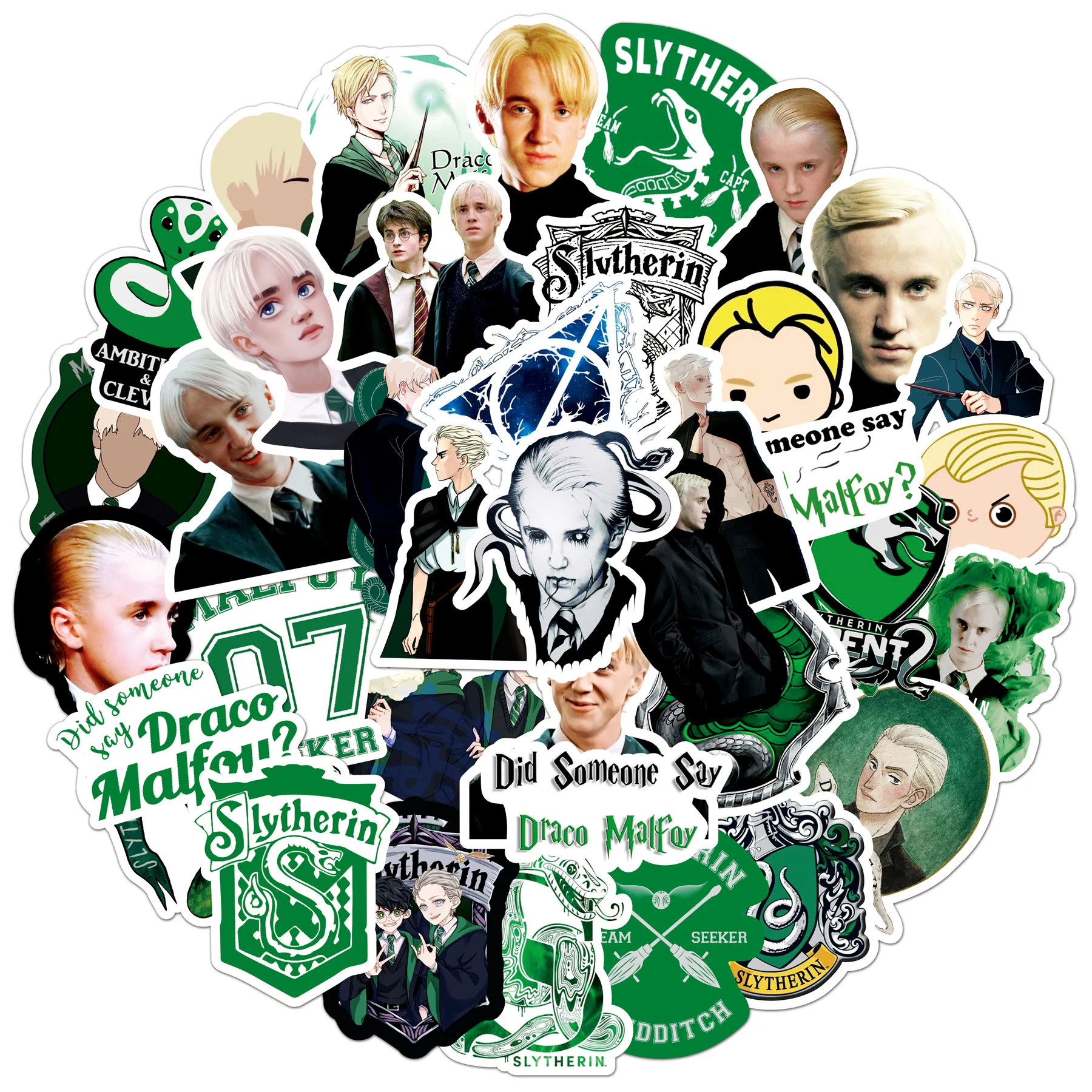 

50 Pcs/Set Draco Malfoy Graffiti Stickers Skateboard Fridge Laptop Motorcycle Helmet Luggage Kid Creative Water Proof Sticker