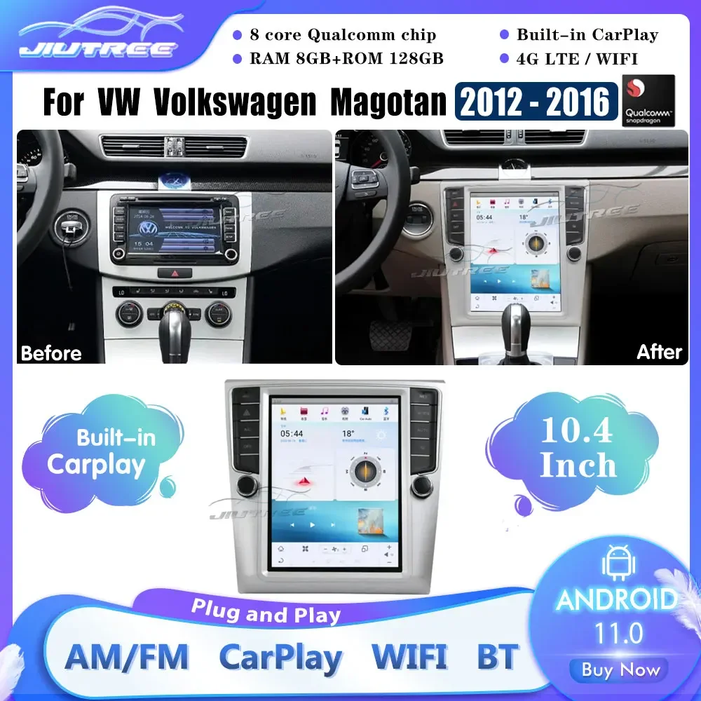 

Qualcomm Snapdragon Android11 для VW Volkswagen Magotan 2009-2018 Автомобильный мультимедийный радиоплеер стерео Carplay GPS Navi головное устройство