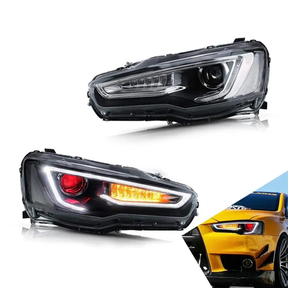 

HID Demon Eyes Headlights Assembly For Mitsubishi Lancer 2008-2018 LED with Moving Turn Signal Dual Beam Lens Car Accessories