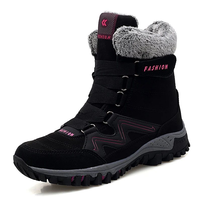 

Fashion Cotton Shoes Ladies Snow Boots Winter Warm Plush Flat Non-slip High Top Ankle Cotton Shoes Casual Thick Sole Boots