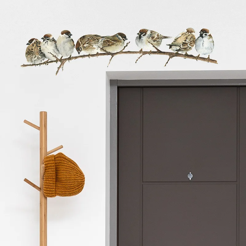 

Cartoon lovely fat sparrow bird wire children's room kindergarten home waterproof wall decoration stickers home decoration wall