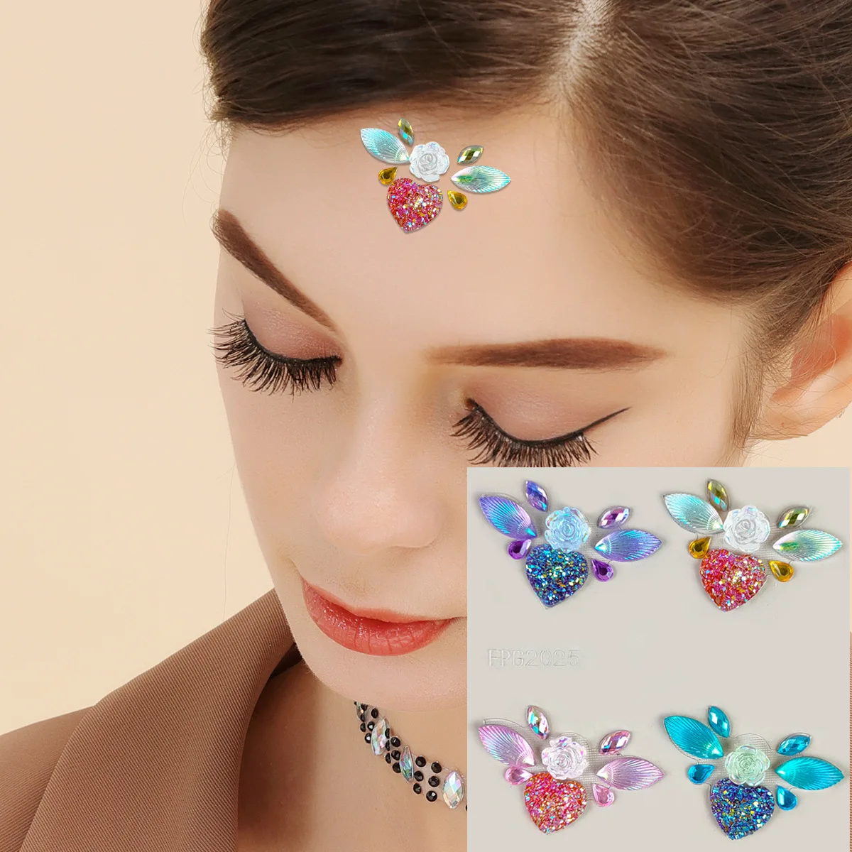 

3D Face Eyebrow Drill Sticker Mermaid Tail Flower Gemstone Beauty Deco Stage Makeup Tool Self Adhesive DIY Halloween Tattoo