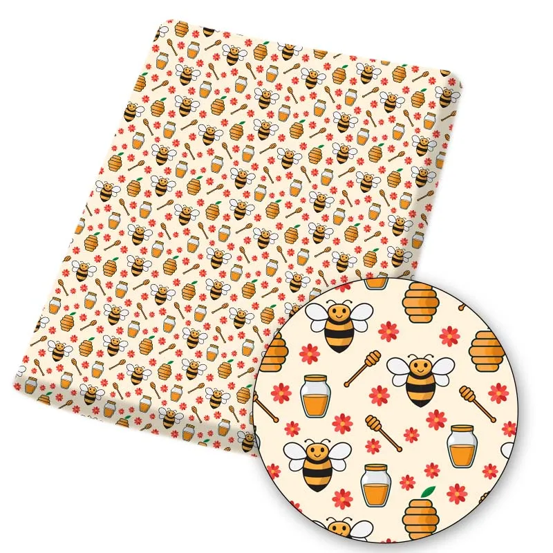 

Cute Bee Polyester Cotton Fabric for Dress Designer Fabric for Sewing Printed Cloth Sheets Handmade Masks DIY Craft 45*145cm 1pc