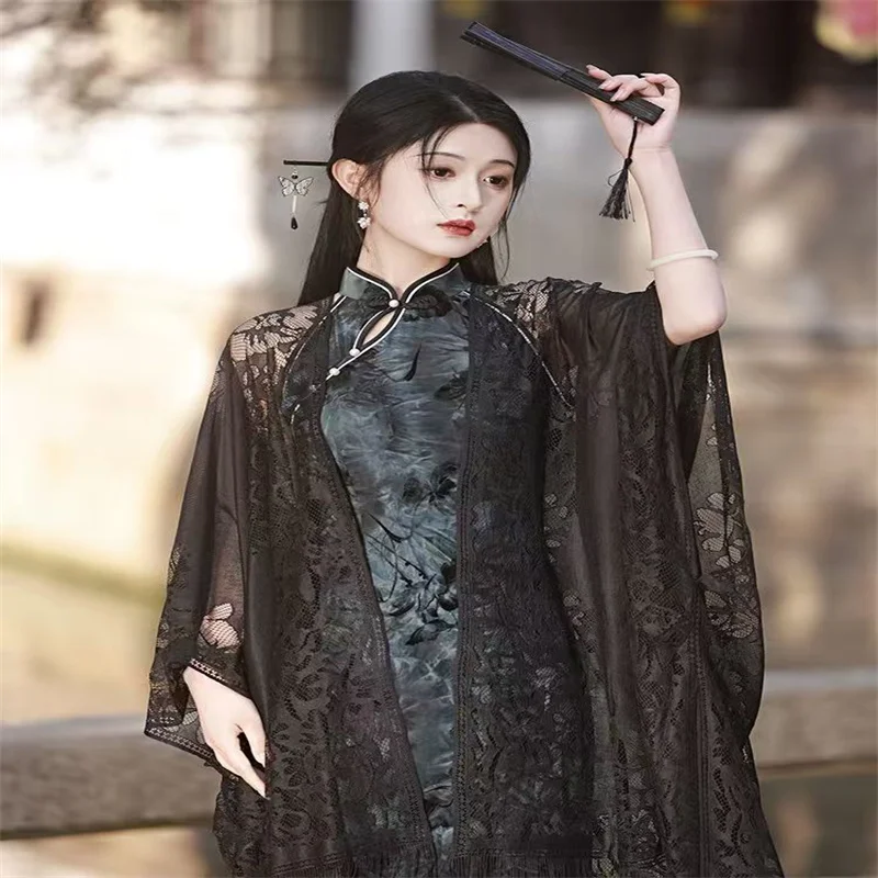 Кружевная шаль в китайском стиле для женщин Ципао Cheongsam вечерний винтажный