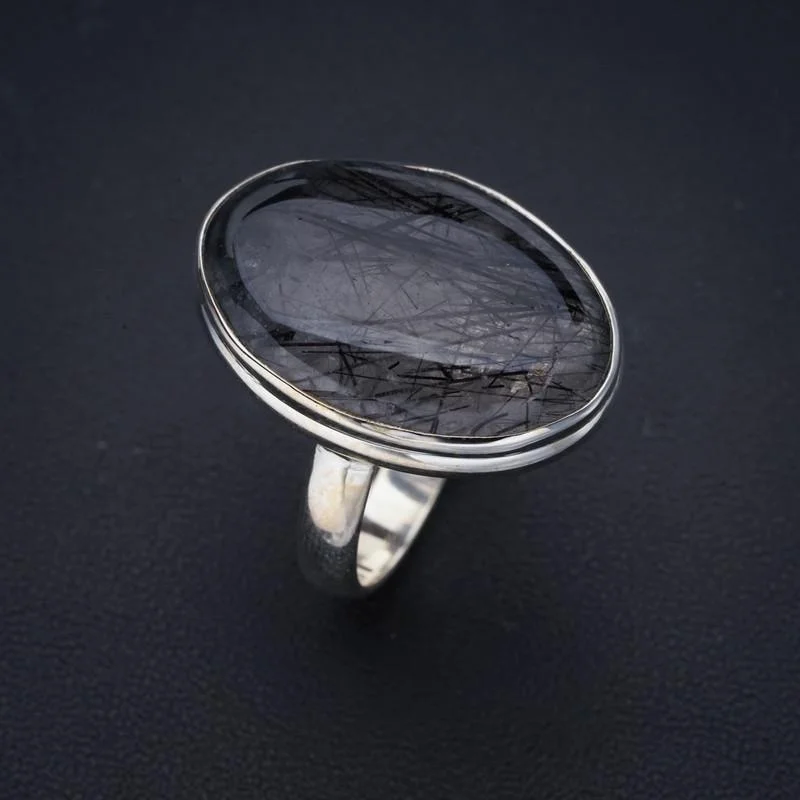 

StarGems Tourmalinated Quartz Handmade 925 Sterling Silver Ring 6 F1043