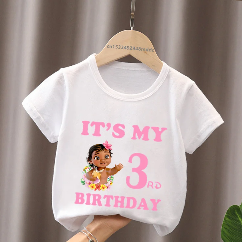 

It's My 1 2 3 4 5 6 7 8 9 Years Birthday Boys Girls Disney T shirt Moana Ocean Romance Princess Print Kids Clothes Baby T-Shirts