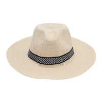 1pc summer men wide brim sunhat fashion cowboy capa casual straw hat black coffee panama caps for outdoor travel beach fishing