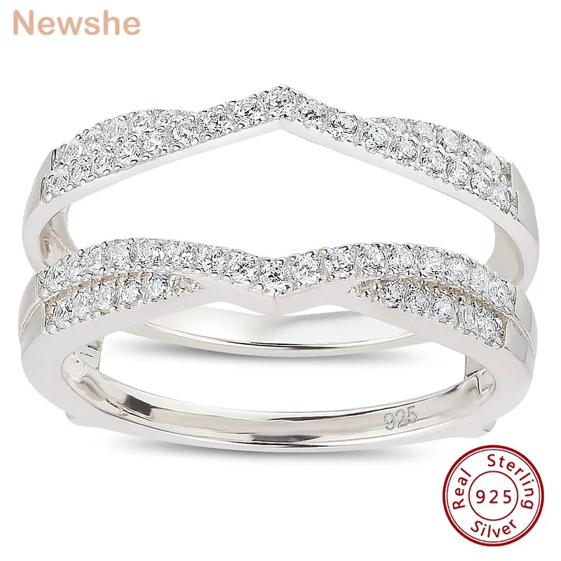 

Newshe Genuine 925 Sterling Silver Adjustable Wedding Rings Enhancer for Women Engagement AAAAA Cubic Zircon Fine Jewelry