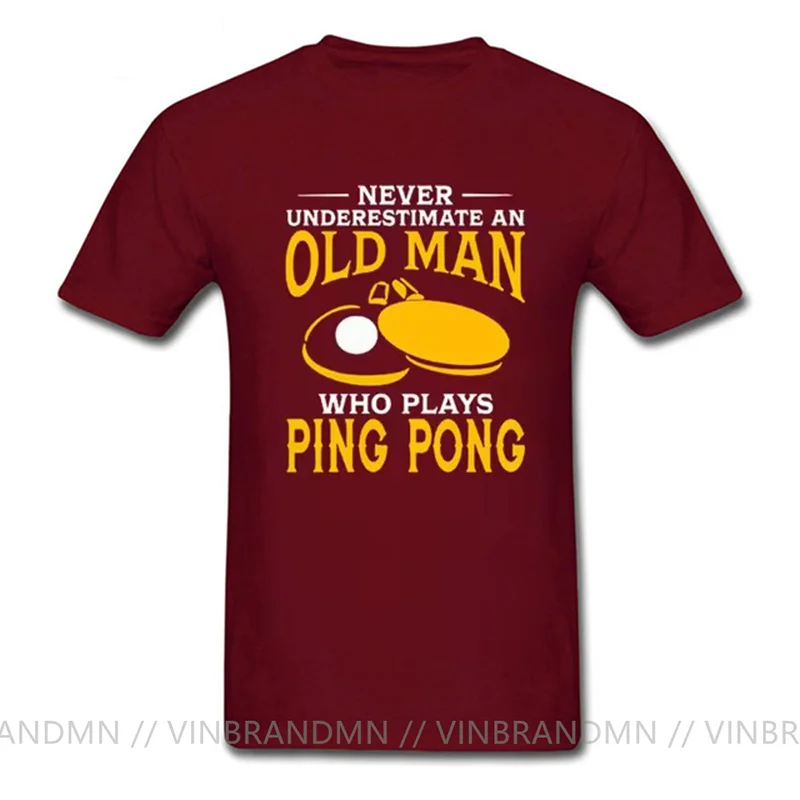 Never Underestimate An Old Man Who Plays Ping Pong T Shirt Geek Tee 100% Cotton Tees