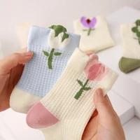 new fashion spring summer socks womens high quality breathable combed cotton mesh socks 3d flower harajuku korean japanese sock