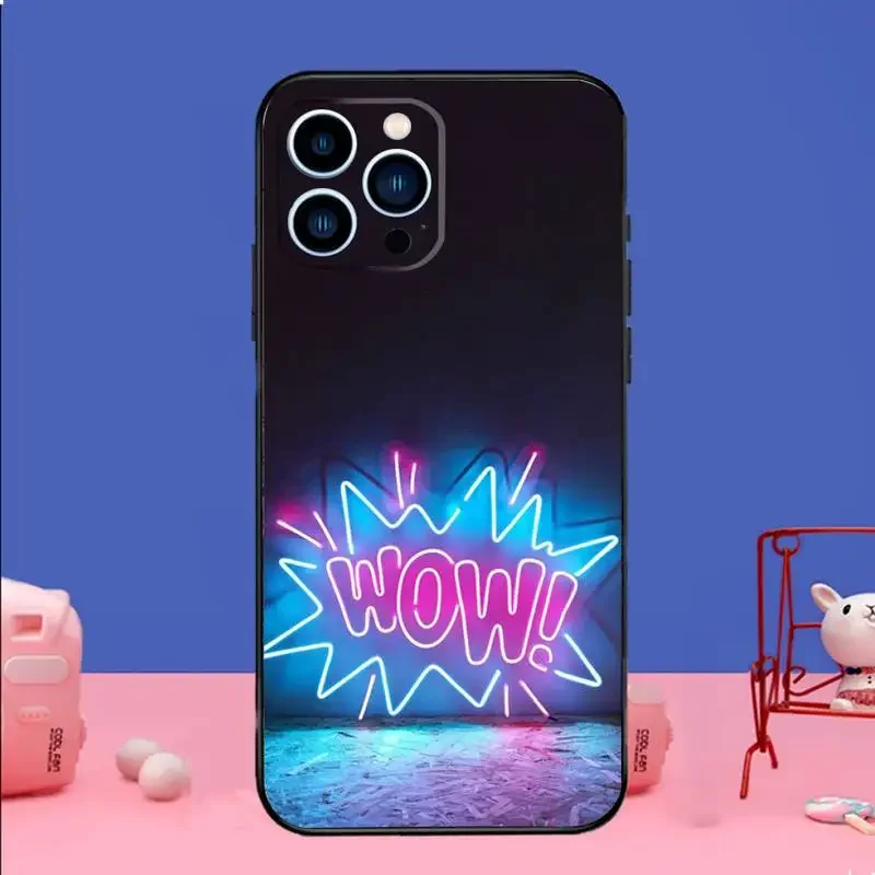 Неоновый легкий Чехол для телефона iPhone 15 14 13 12 11 Pro Max Xs Xr X 7 8 Plus Mini силиконовый
