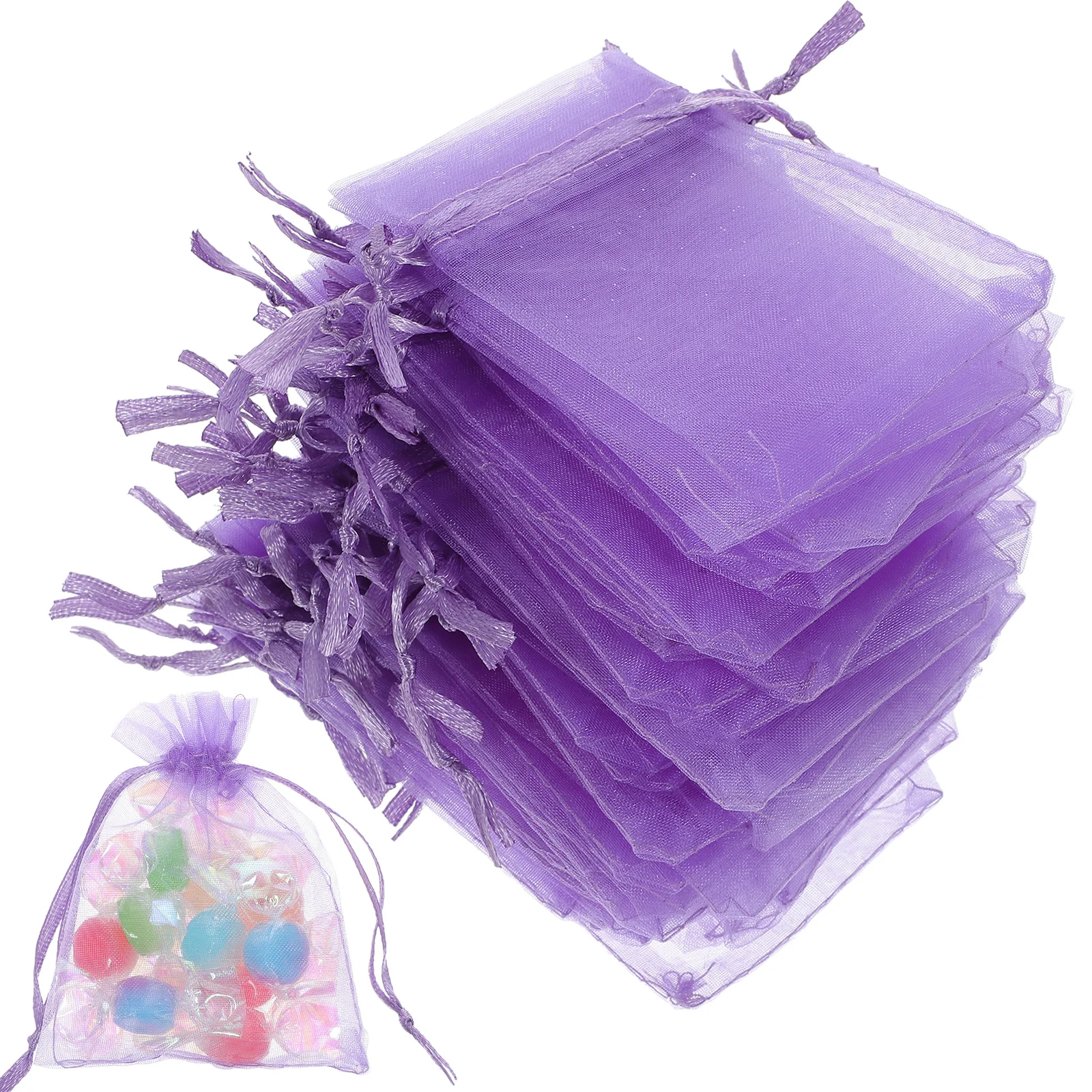 

50 Pcs Mini Gifts Organza Bag Drawstring Bags Design Candy Small Jewelries Wrapping Purple Packing