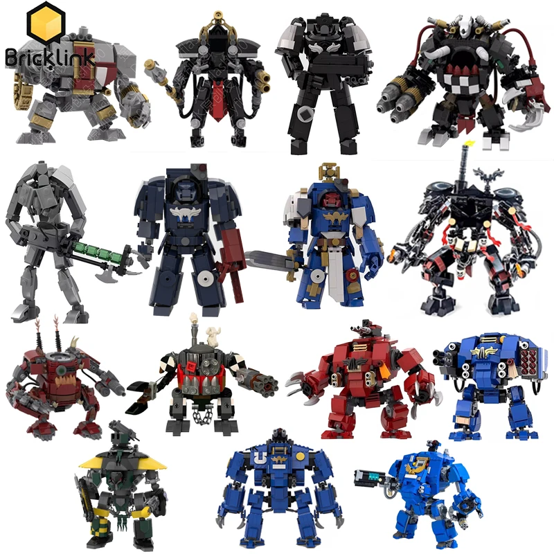 Фото Игра Bricklink Mecha ORC Killas Kan Dreadnought Терминатор Капитан Черный тамплиер Necron Warrior Наборы роботов Строительные блоки Игрушки №1