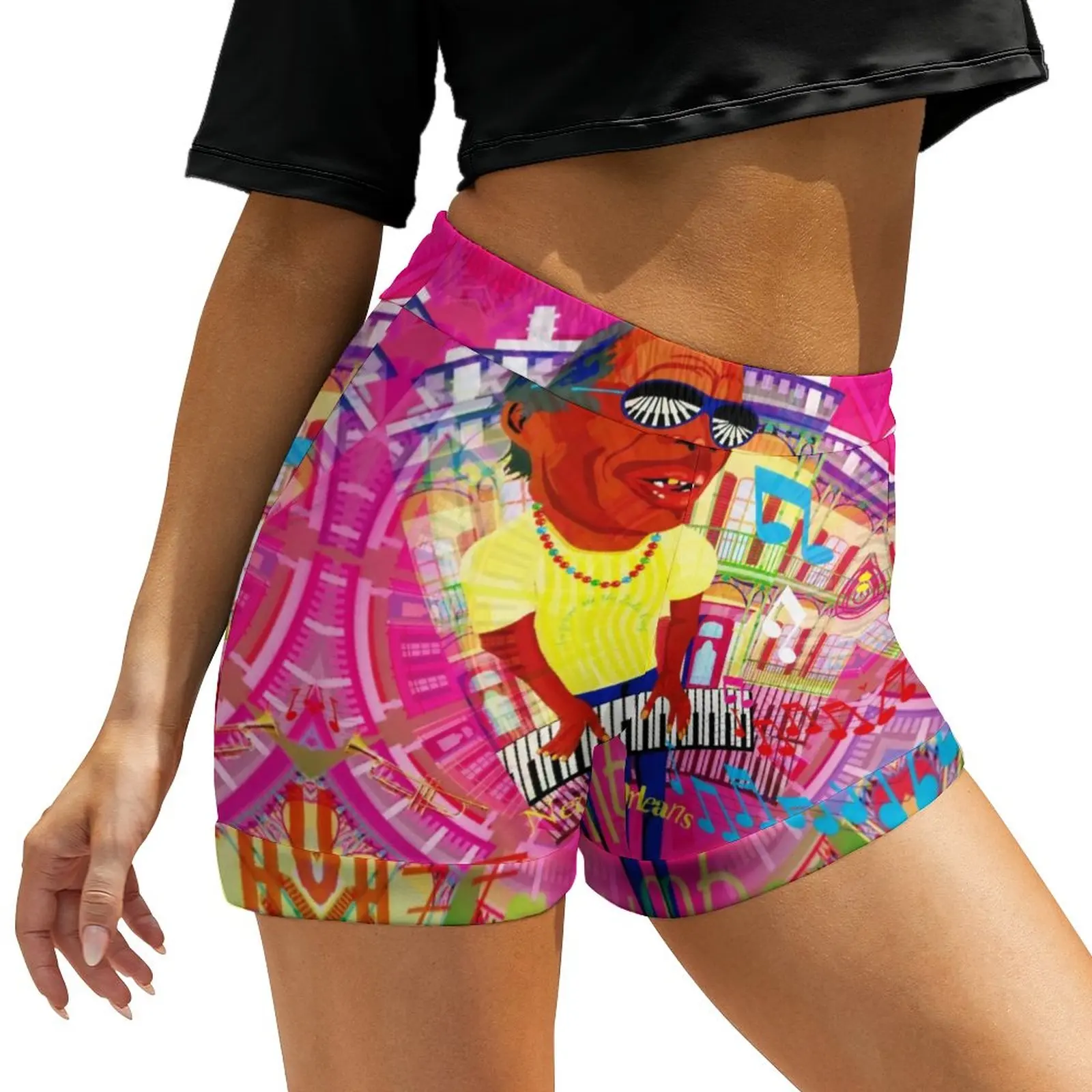 

Jazz Festivals Shorts JAZZ GUMBO Professor Night Club Shorts Y2k Print Short Pants Women Street Fashion Bottoms Big Size 2XL 3XL