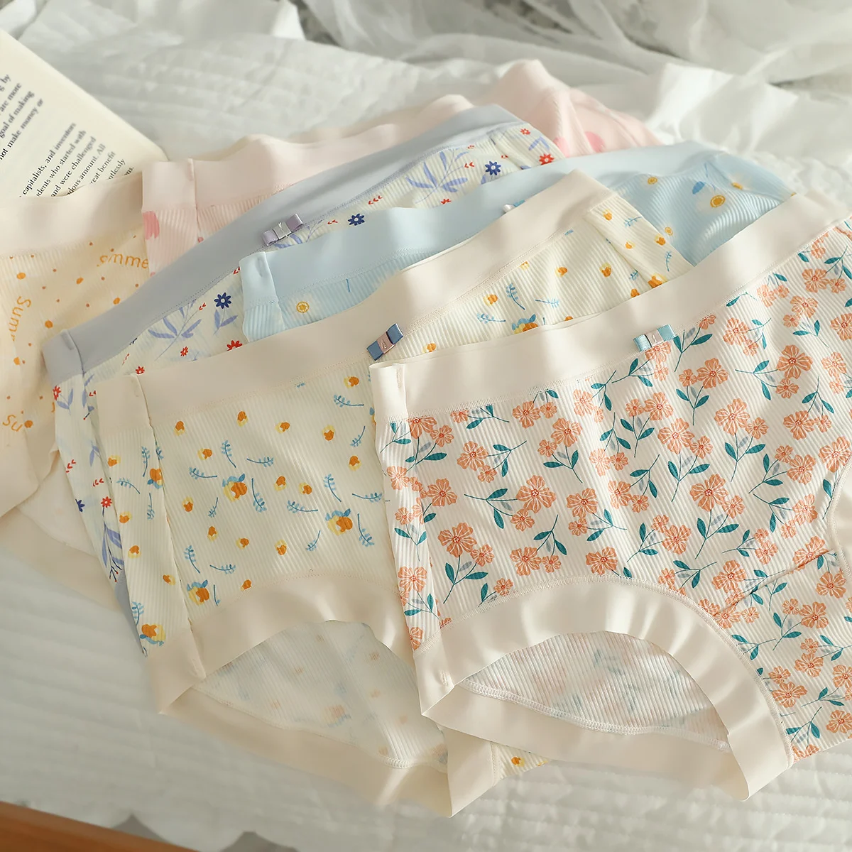 

S-4XL Quality Underwears Women Well Elastic Panties Women Cotton High Waist Seamless Sexy Briefs Sweet Floral Print Lingerie