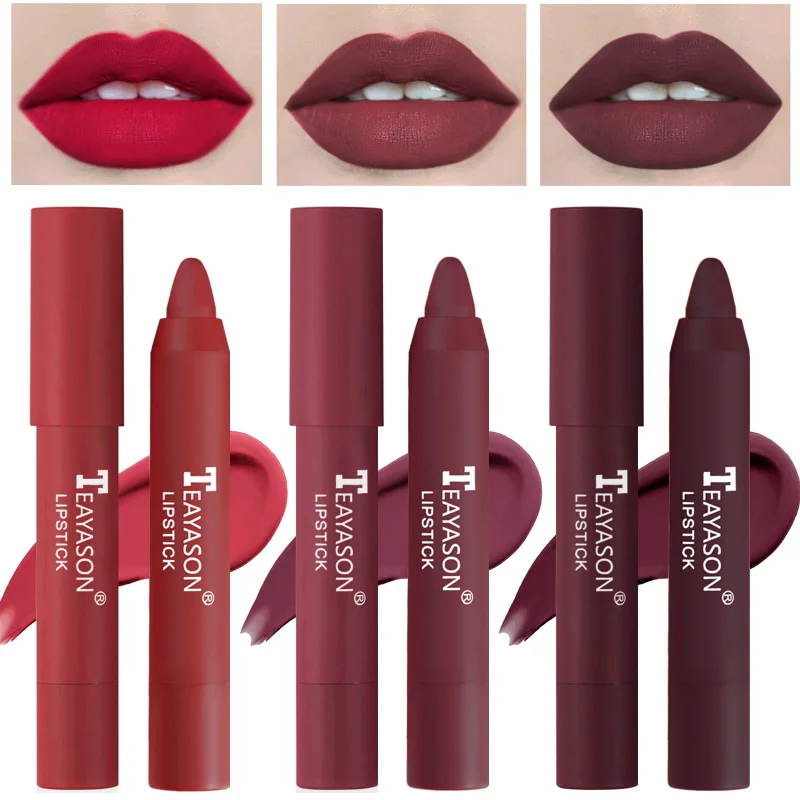 

12-Color Long Lasting Lip Liner Pencil Fast Matte Lipstick Waterproof Long Lasting Swivel Lipstick Creamy Texture Stain Lips