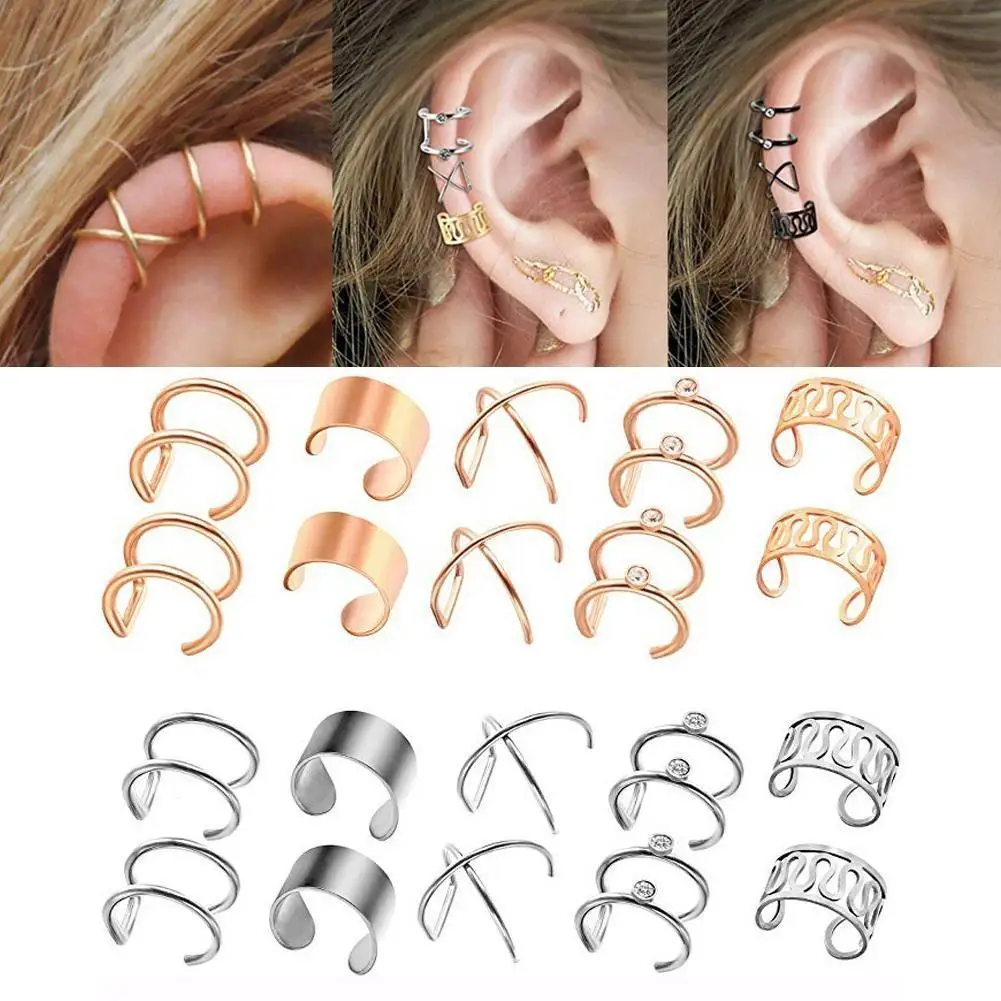 

Fashion Gold Color Non-Piercing Ear Clip Earrings 2021 Trend For Women Simple Fake Cartilage Ear Cuff Jewelry Clip Accessor J6H6