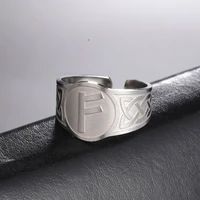 my shape viking rune letters rings for men punk celtics knot resizable stainless steel finger ring nordic vintage jewelry amulet