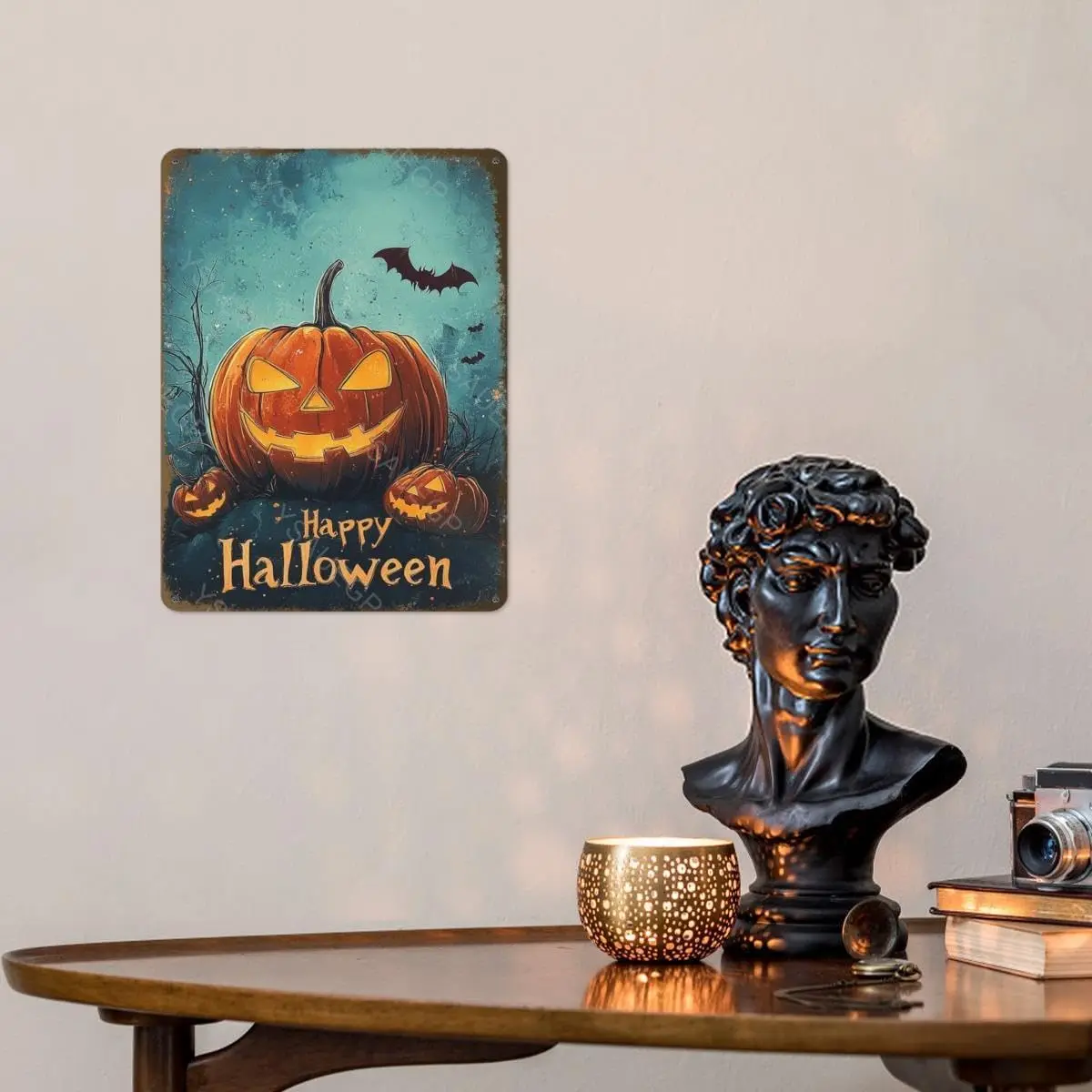 Vntge Hoween Tn Sgn Rustc Pumpkn Jck O Lntern Metl Wll Декор для дома Ktchen Porch Grden ndoor nd Outdoor Hlloween Decorto