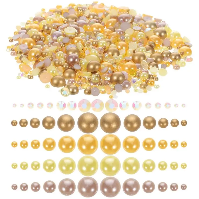 

1 Bag Semi-round Imitation Pearl Resin Diamond Resin Flatback Nail Art Decor Phone Case Decoration 0.5X1X1CM