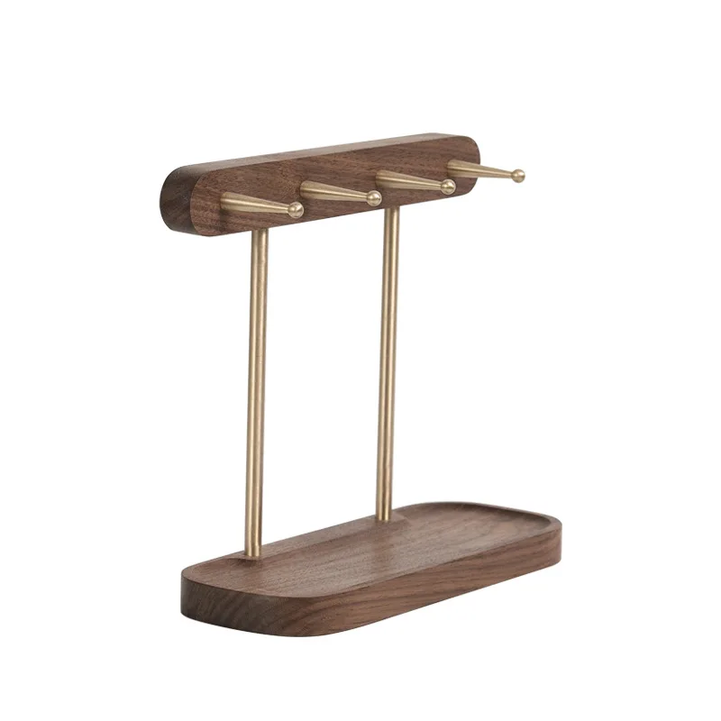 Деревянная полка из черного ореха креативное украшение латунный крючок