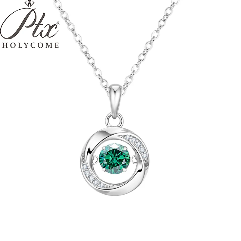 

PTX Holycome 1ct Moissanite Necklace VVS Lab Diamond Pendant Necklace For Women Girls Party Gift Sterling Silver Fine Jewelry