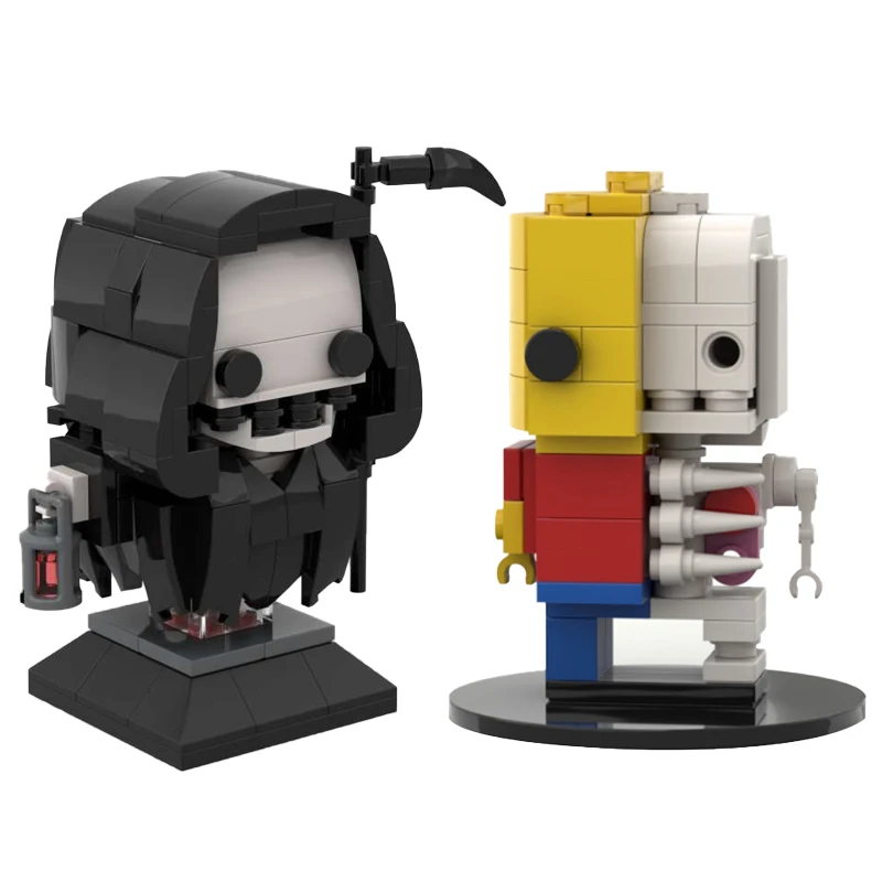 

Милое тело MOC из мультфильма скелетная фигура, модель, строительные блоки, половина черепа, серп смерти, кирпичи для сборки, игрушки, подарок, украшение