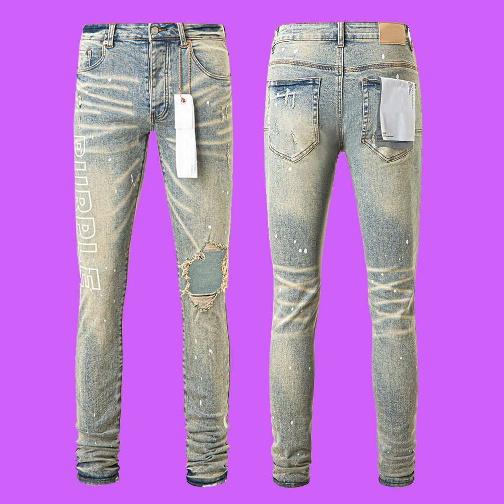 Мужские джинсы с низкой посадкой ROCA фиолетовые облегающие брюки цвета индиго 2024