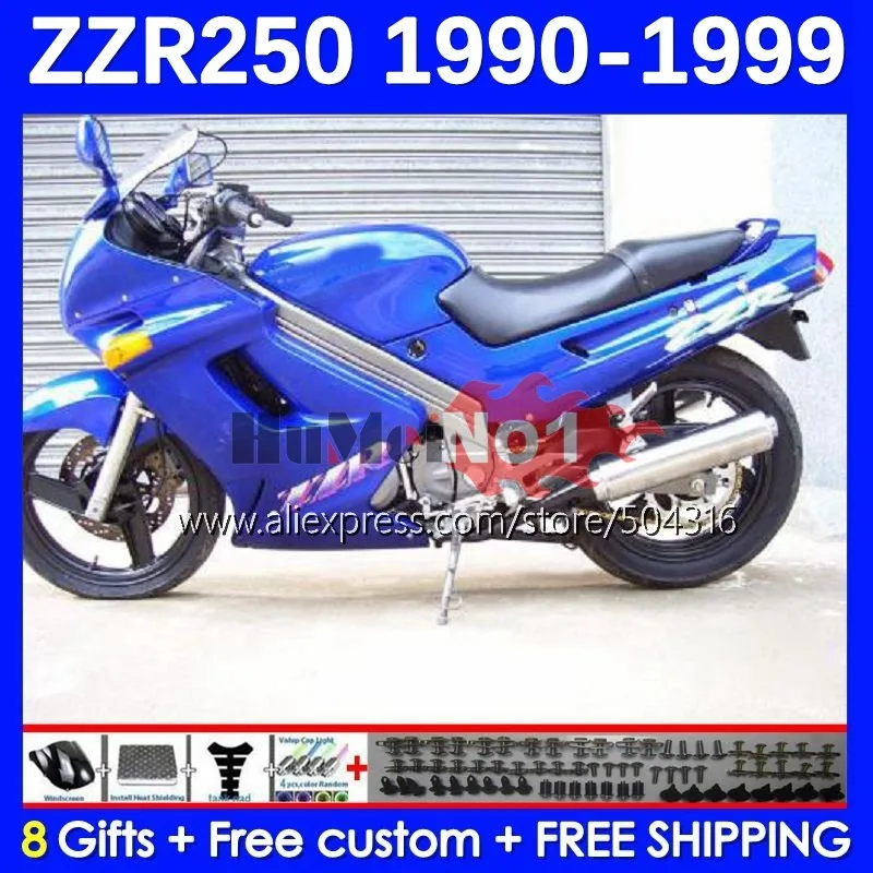 

Body Kit For KAWASAKI NINJA ZZR 250 ZZR-250 81MC.170 blue stock ZZR250 1990 1991 1992 1993 1994 1995 1996 1997 1998 1999 Fairing